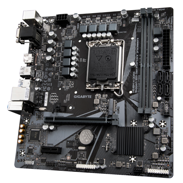 Дънна платка Gigabyte H610M H DDR4, H610, LGA1700, DDR4, PCI-E 4.0 (HDMI&VGA), 4x SATA3 6.0 Gb/s, 1x M.2, 4x USB 3.2 Gen 1, Micro ATX