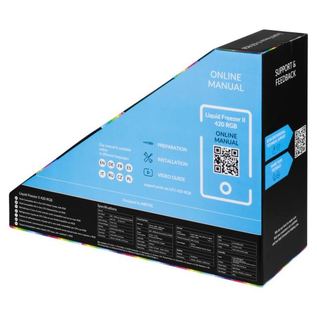 Охладител за процесор с RGB контроллер Arctic Freezer II RGB (420mm), водно охлаждане, ACFRE00111A AMD/Intel