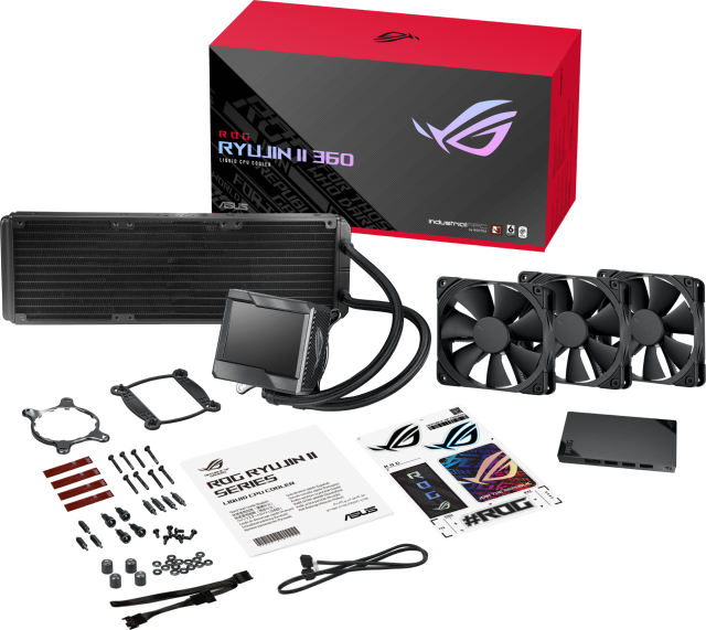 Охладител за процесор ASUS ROG RYUJIN II 360, Noctua NF-F12 IndustrialPPC Fans, 3.5" Full Color LCD Display
