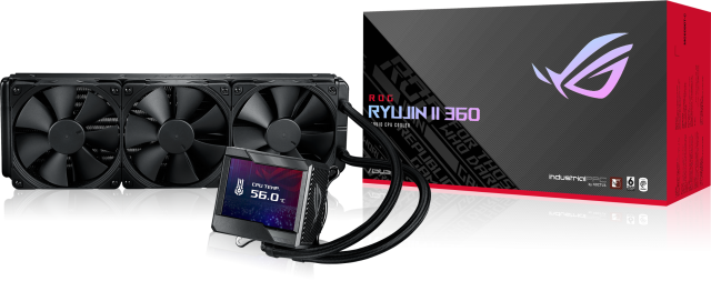 Охладител за процесор ASUS ROG RYUJIN II 360, Noctua NF-F12 IndustrialPPC Fans, 3.5" Full Color LCD Display