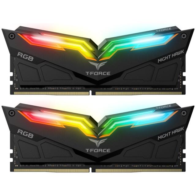 Памет Team Group T-Force Night Hawk Black RGB DDR4 16GB (2x8GB) 3600MHz CL18 TF1D416G3600HC18JDC01, Черна 