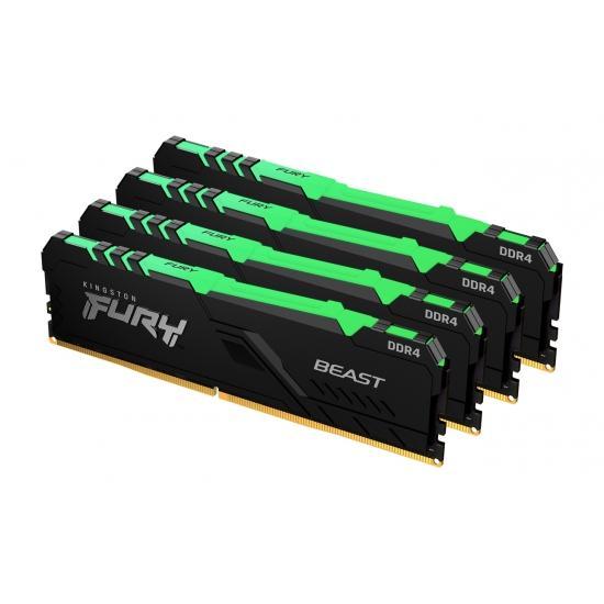 Памет Kingston FURY Beast Black RGB 32GB(4x8GB) DDR4 PC4-28800 3600MHz CL17 KF436C17BBAK4/32