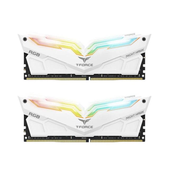 Памет Team Group T-Force Night Hawk White RGB DDR4 16GB (2x8GB) 3200MHz CL18 TF15D416G3200HC16CDC01, Бяла