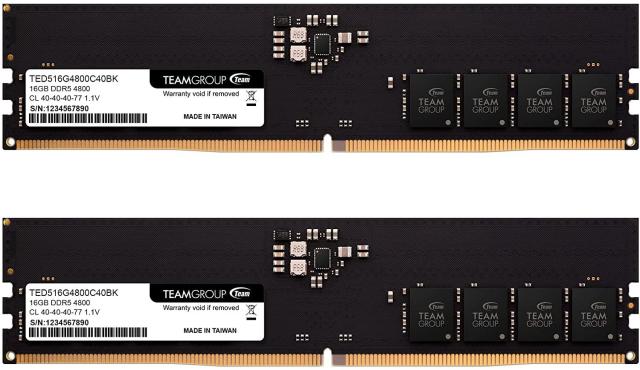 Памет Team Group ELITE, 32GB(2 x 16GB), DDR5, 4800Mhz, CL40, 1.1V