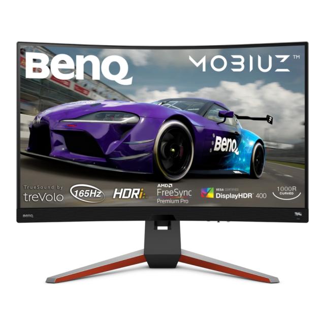 Монитор BenQ MOBIUZ 2K EX3210R, 31.5'' VA, 165Hz, 1ms, 2560x1440 QHD, 16:9 Curved Gaming, FreeSync Pro, P3 90%, sRGB, Flicker-free, Light Tuner,HDR 400,HDRi, B.I.+,LBL, Black eQualizer, 1000:1, 400cd/m2, treVolo 2x2W+5W woofer, 2xHDMI 2.0, DP, Height