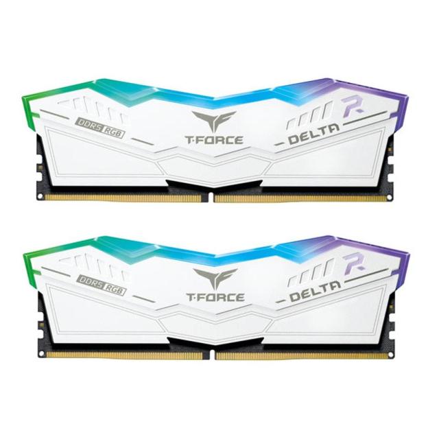 Памет Team T-Force Delta, RGB, White, 32GB (2 x 16GB), 288-Pin, DDR5 SDRAM, 6200 (PC5 49600), CL38, 1.25V