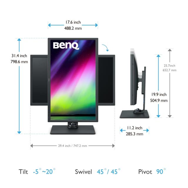 Монитор BenQ SW321C 32" IPS, 5ms (GtG), 3840x2160 4K, Photographer Monitor, 99.9% AdobeRGB, 95% P3, 100% sRGB, HDR10/HLG&24/25/30p, AQCOLOR, PColor Sync, Puck G2, 1000:1, 16 bit 3D-LUT, 250 cd/m2, HDMI x2, DP,USB Type-C PD60W, USB 3.1Hub, CardReader,
