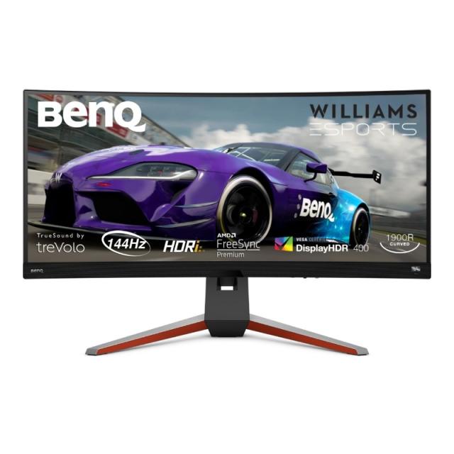 Монитор BenQ MOBIUZ EX3415R, 34'' IPS, 144hz, 1ms, 3440x1440, 21:9 Curved Gaming, FreeSync Premium, Flicker-free, Light Tuner, DCI P3 98%, HDR 400, HDRi, B.I.+, LBL, Black eQualizer, 1000:1, 400 nit, treVolo 2x2W+5W woofer, 2x HDMI 2.0, DP, Height Ad