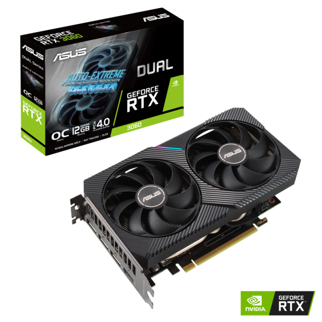 Видео карта ASUS Dual GeForce RTX 3060 V2 OC Edition 12GB GDDR6, 192-bit, HDMI, 3x DP