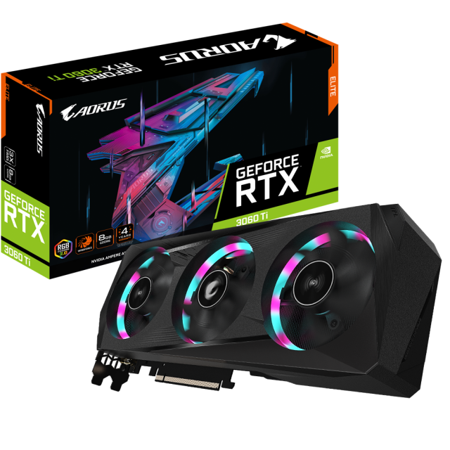 Видео карта GIGABYTE GeForce RTX 3060 Ti AORUS ELITE OC 8GB GDDR6 rev 2.0