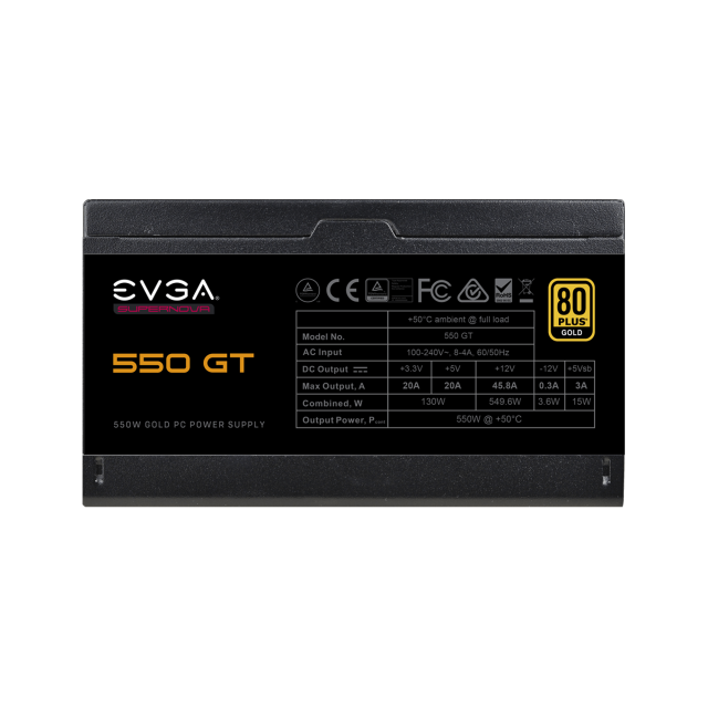 Захранващ блок EVGA Supernova 550 GT, 80+ Gold 550W, Fully Modular