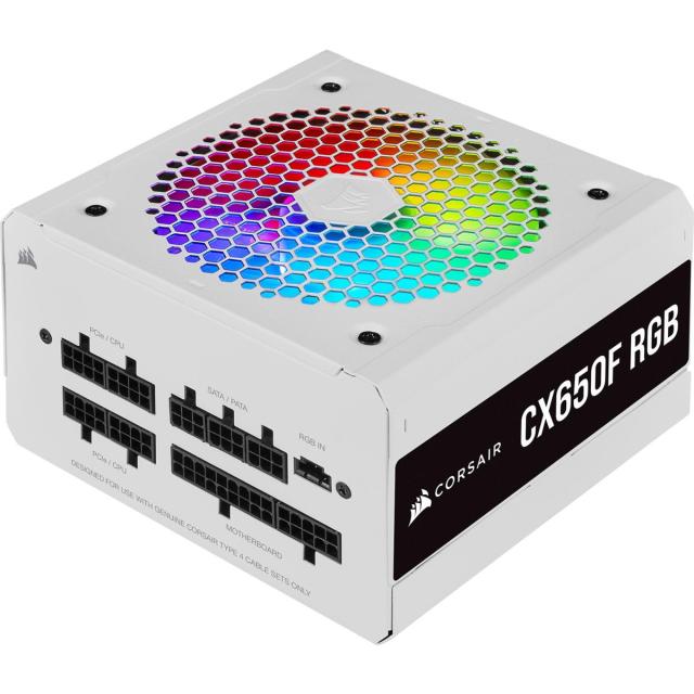Захранващ блок Corsair CX650F RGB, 80+ BRONZE 650W, Fully Modular, White