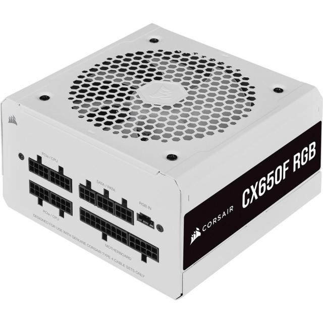 Захранващ блок Corsair CX650F RGB, 80+ BRONZE 650W, Fully Modular, White