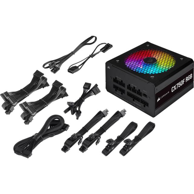 Захранващ блок Corsair CX750F RGB, 80+ BRONZE 750W, Fully Modular