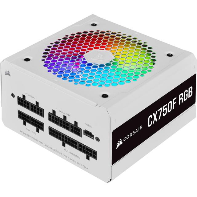 Захранващ блок Corsair CX750F RGB, 80+ BRONZE 750W, Fully Modular, White