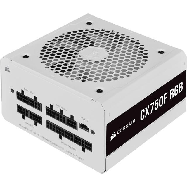 Захранващ блок Corsair CX750F RGB, 80+ BRONZE 750W, Fully Modular, White