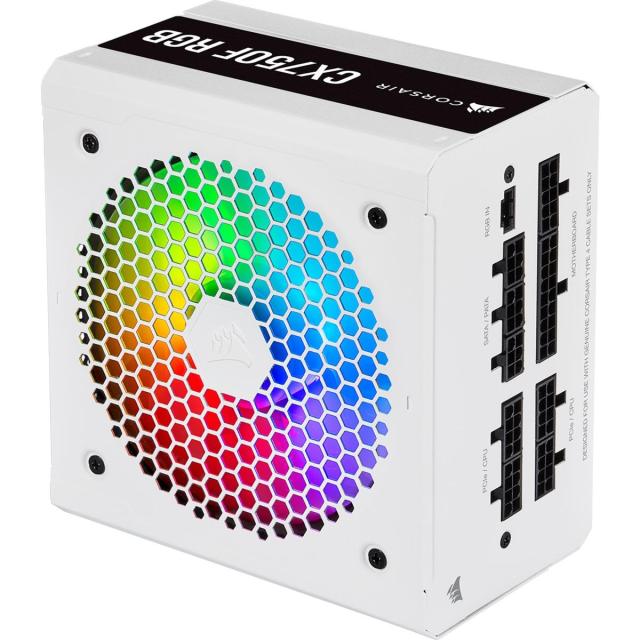 Захранващ блок Corsair CX750F RGB, 80+ BRONZE 750W, Fully Modular, White