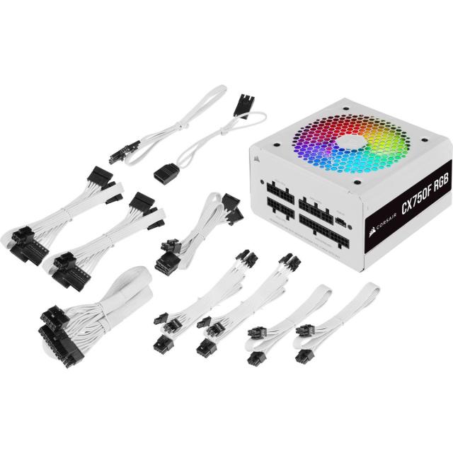 Захранващ блок Corsair CX750F RGB, 80+ BRONZE 750W, Fully Modular, White