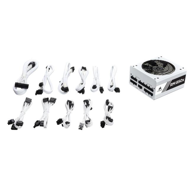 Захранващ блок Corsair RM850x, 80+ GOLD 850W, Fully Modular, White