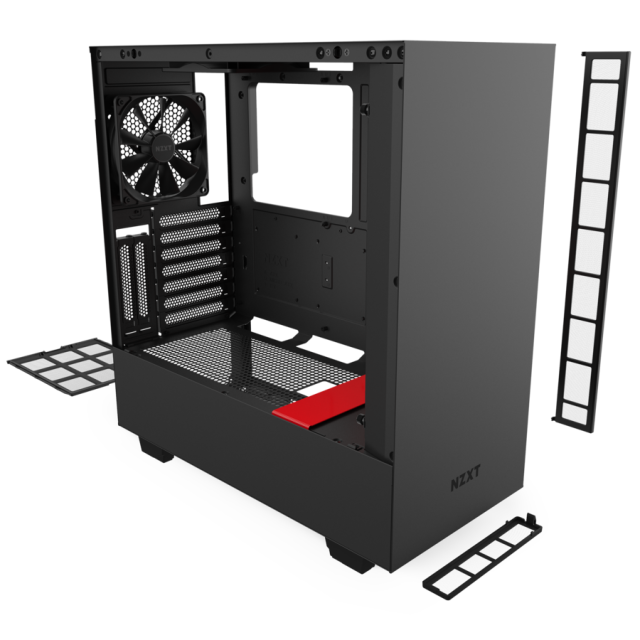 Кутия NZXT H510i Smart Matte Mid-Tower, Black/Red