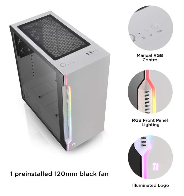 Кутия Thermaltake H200 TG Snow RGB ATX Mid Tower