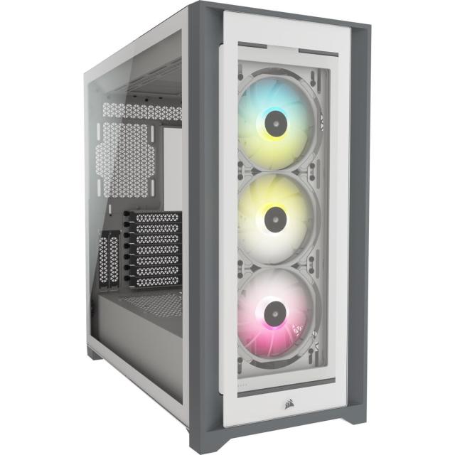 Кутия Corsair iCUE 5000X RGB Mid Tower, Tempered Glass, Бяло,  CC-9011213-WW