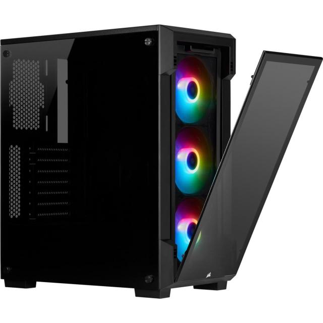 Кутия Corsair iCUE 220T RGB Smart Mid Tower, Tempered Glass, Черно