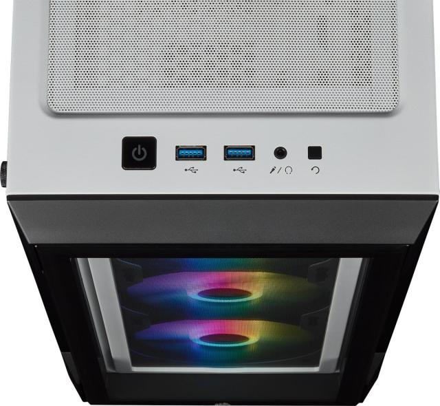 Кутия Corsair iCUE 220T RGB Smart Mid Tower, Tempered Glass, Бяло