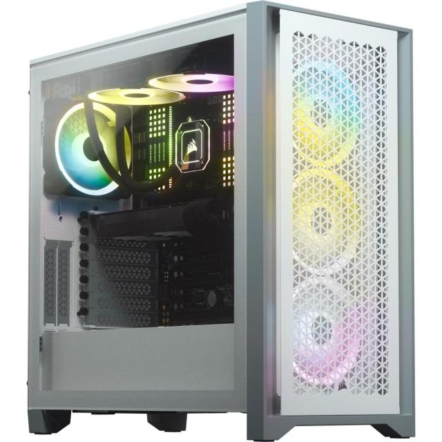 Кутия Corsair 4000D Airflow Mid Tower, Tempered Glass, 1x USB 3.1 Type C, 1x USB 3.0, ATX, бяло