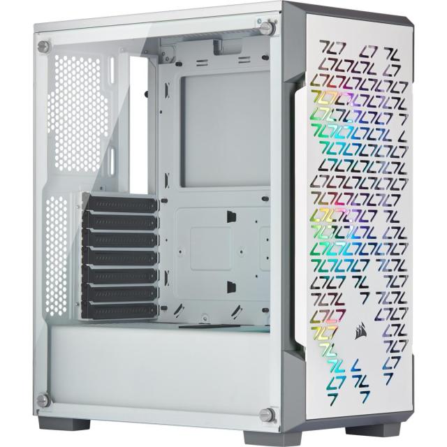 Кутия Corsair iCUE 220T RGB Airflow Smart Mid Tower, Tempered Glass, Бяло