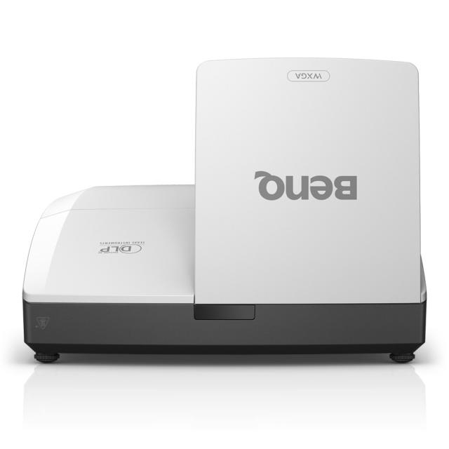 Мултимедиен проектор BenQ MW855UST+, DLP, WXGA (1280x800), Ultra Short-throw, 3500 ANSI Lumens, Contrast 10000:1, Vertical lens shift, HDMI 2.0 x2, RJ45, VGA in x1, VGA out,  Audio In/Out, RCA, 10W Speaker x2, Wall mount included, Optional Qcast and 