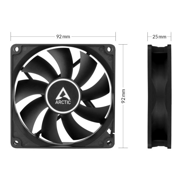 Вентилатор Arctic Fan F9 PWM PST, 92 mm, 4 пинов, 1800 rpm, черен