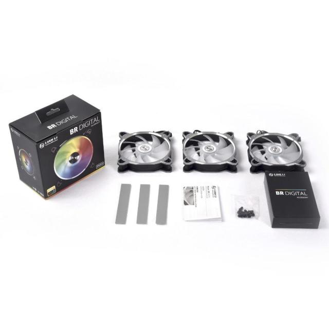 Вентилатор Lian Li Bora Digital BR120, 3 Fan комплект, ARGB, с включен контролер, Сив