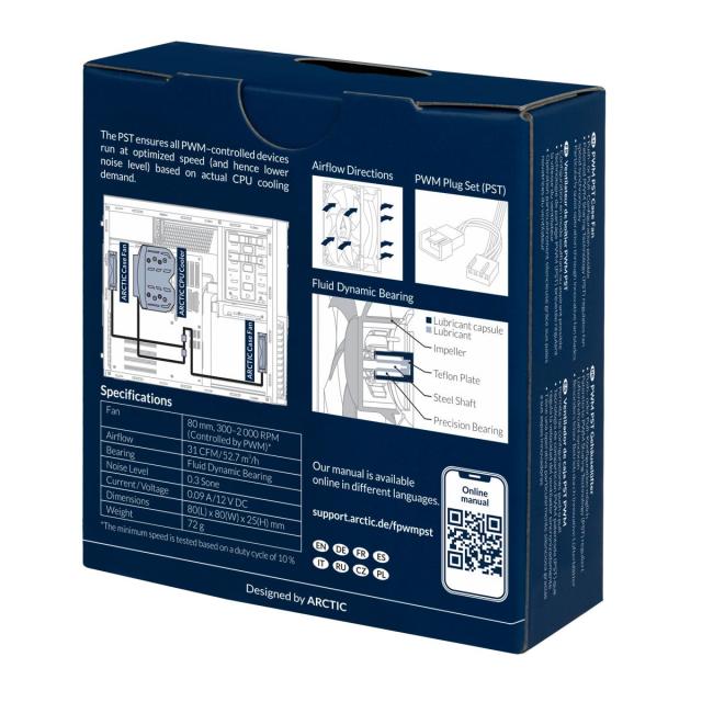 Вентилатор ARCTIC F8 PWM PST, Черен