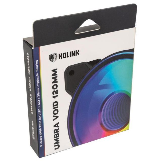 Вентилатор Kolink Umbra Void 120mm, ARGB, PWM, Черен