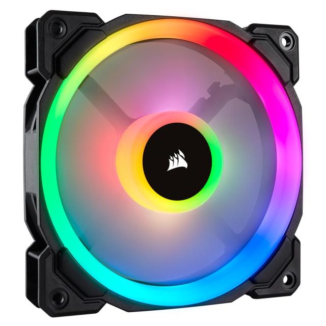Вентилатори Corsair LL120 RGB, 3 Fan комплект, с включен контролер Lightning Node PRO, Черен