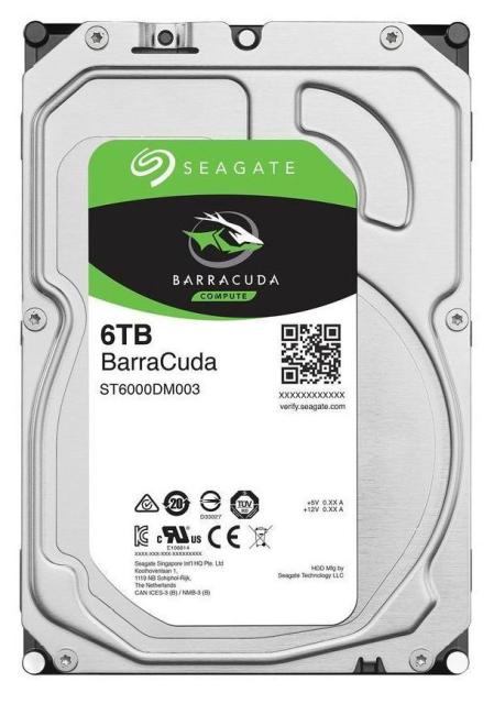 Твърд диск 6TB Seagate BarraCuda, SATA 3/6Gb/s, 5400 rpm, 256 MB кеш, 3.5" (8.89cm)