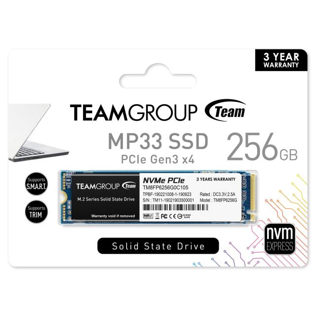 Team Group MP33, 256GB SSD, M.2 2280 PCI-e 3.0 x4 NVMe