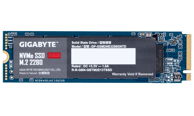 Gigabyte 256GB SSD, M.2 NVMe PCIe Gen 3