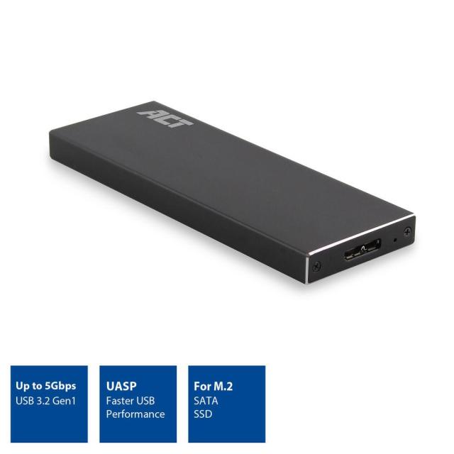 Кутия за твърд диск ACT AC1600, M.2 SSD, USB-C 3.2 Gen1, Черен