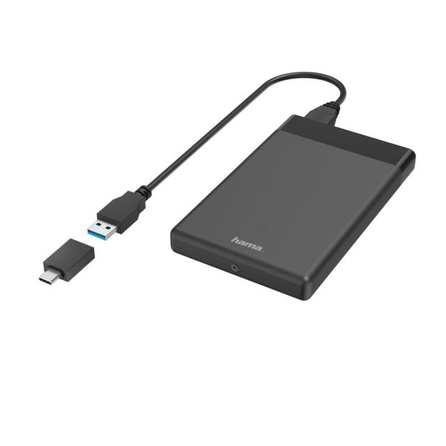 Кутия за твърд диск HAMA, 2.5", SSD, HDD, USB 3.2 Gen 1, SATA III, Черен