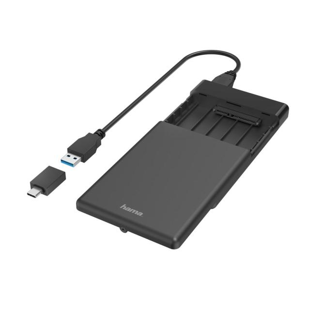 Кутия за твърд диск HAMA, 2.5", SSD, HDD, USB 3.2 Gen 1, SATA III, Черен