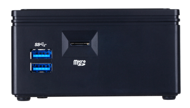 Mini компютър Barebone Gigabyte Brix, Braswell Intel Celeron J3160 1.6/2.24 GHz, 1x SO-DIMM DDR3L слот, без твърд диск (поддържа 2.5" SATA 3), Wi-Fi, Lan1000, HDMI, USB 3.0