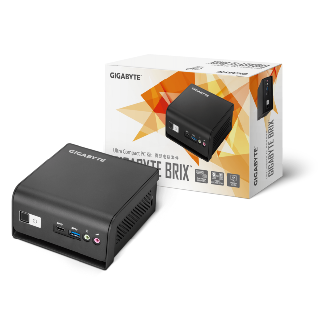 Мини компютър Gigabyte Brix GB-BMCE-4500C, Intel Celeron N4500 1.1/2.8 GHz, 1x SO-DIMM DDR4, 1x M.2, 1x Gigabit LAN, Wi-Fi, Bluetooth, 1x USB 3.0 Type-C, 3x USB 3.0, HDMI, Mini DisplayPort, Free DOS