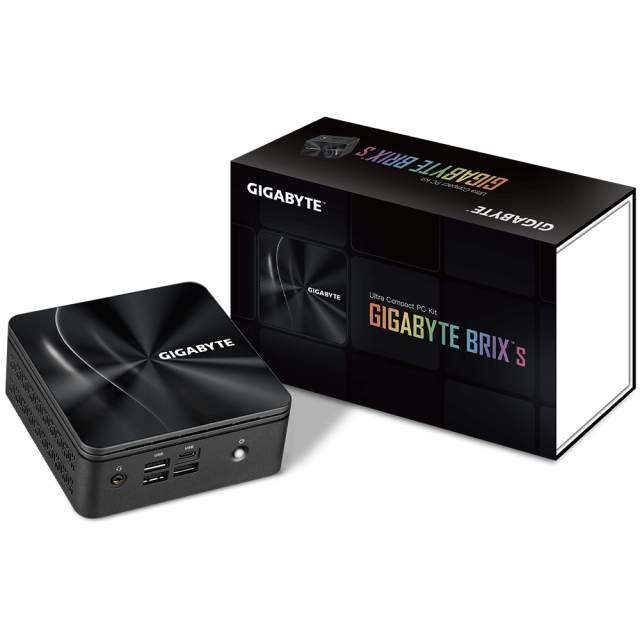Мини компютър Barebone Gigabyte Brix BRi7H-4800,  AMD Ryzen 7 4800U 1.8/4.2GHz, 2x SO-DIMM DDR4, 1x SATA, 1x M.2 slot, 1x USB 3.1 Type-C, LAN, Wi-Fi, Bluetooth, HDMI, DisplayPort, Free DOS
