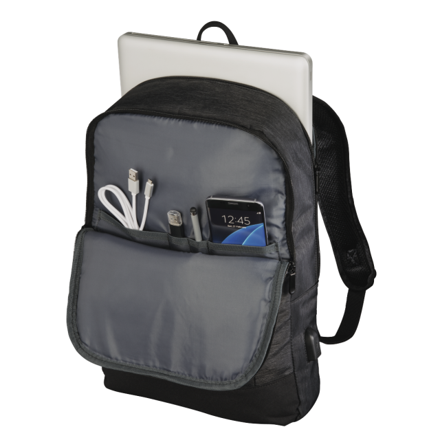 Раница за лаптоп HAMA Manchester, До 44 см, 17.3", С изведен USB порт, черен