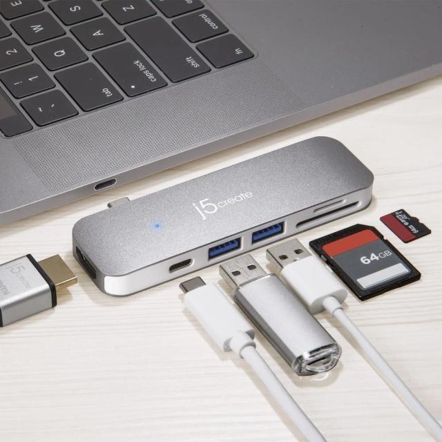 Докинг станция j5create JCD386, USB-C, 1x 4K  HDMI, 1х USB-C, 2xUSB-A, SD micro слот