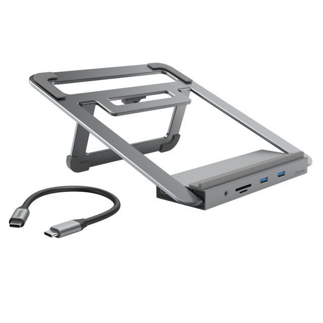 Докинг станция 12 в 1 HAMA, USB, HDMI™, DP, LAN, SD, microSD, Jack, Сив