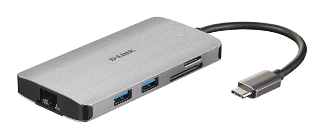 Докинг станция D-LINK DUB-M810, 8-in-1 USB-C, HDMI/Ethernet/Card Reader/Power
