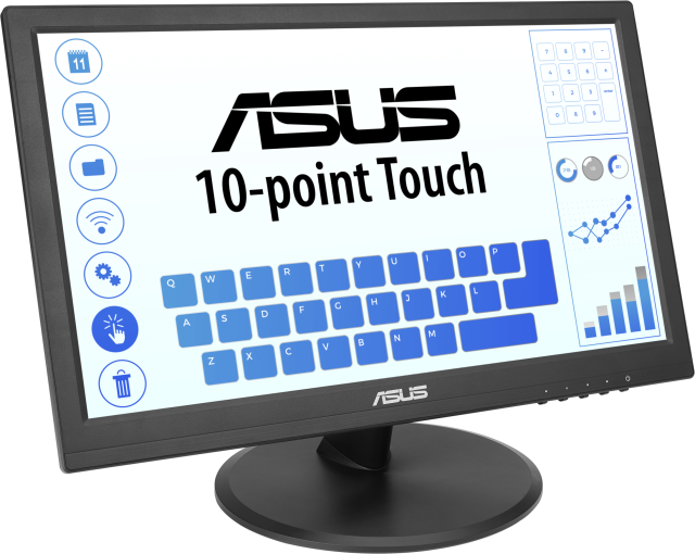 Тъч монитор ASUS VT168HR, 15.6" (1366x768), 10-point Touch, HDMI(v1.4), VGA, Черен